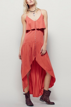 Fashion Sexy Women Backless Pink Dress