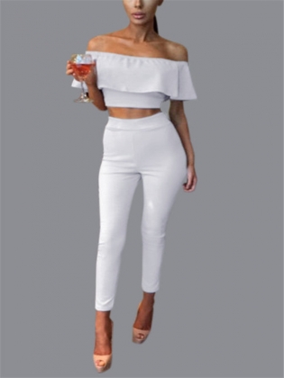 Fashion Sexy 2 Pcs White Off Shoulder Set