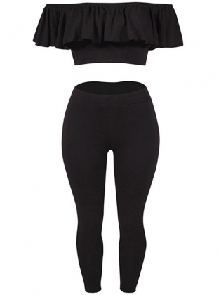 Fashion Sexy 2 Pcs Black Off Shoulder Set