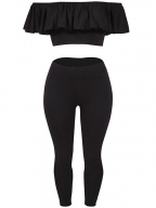 Fashion Sexy 2 Pcs Black Off Shoulder Set