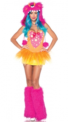 Pink Gold Shaggy Shelly Monster Costume