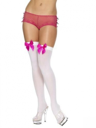 Rose Butterfly Opaque Thigh Highs with Satin Bow