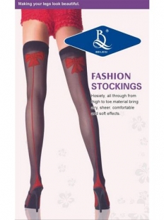 Black Lace Stockings With Red Bowknot