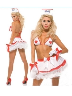 White Orange Heart Lace Nurse Costume
