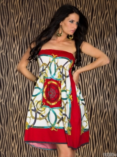 Plus Size Colorful Chain Print Sleeveless Dress Red