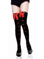 Black Knee High Stockings With Red Dot