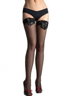 Black Fishnet Stockings With Black Bow