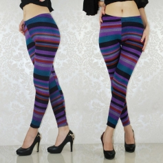 Wide Purple Stripe Sweater Leggings