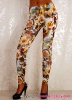 Light Yellow Classical Colorful Flower Leggings