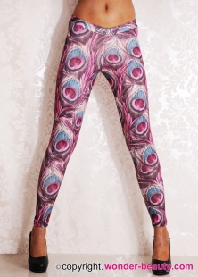 Red Peacock Feathers Leggings