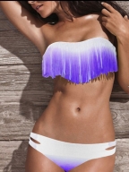 Fashion Purple  Hanging Tassel Bikini Set