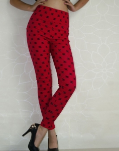 Red Chanel High Waisted Classic Leggings