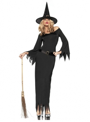 Sexy Black Toothed Hem Witch Costume