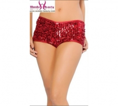 Shiny Red Shorts With Sequin