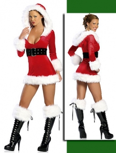 Low-cut White Fur Christmas Costume