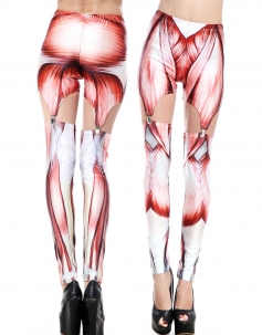 Cut-out Red Muscle Leggings