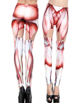 Cut-out Red Muscle Leggings