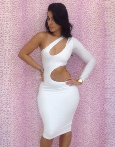 White One-shoulder Cutout Bodycon Dress