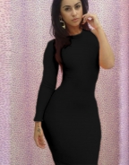 Cut-out One Shoulder Dress Black
