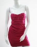 Strapless Reched Beading Dress Rose