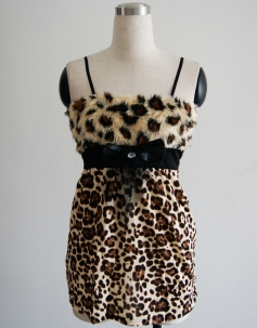 Leopard Fur Mini Dress