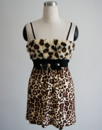 Leopard Fur Chain Mini Dress