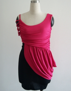Rose Black Bicolors Ruffle Dress
