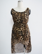 Asymmetric Hemline Leopard Dress