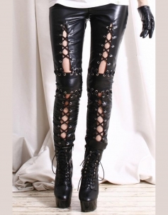 Black Widow Lace-up Gothic Leather Legging