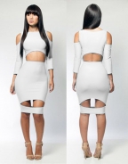 White Long Sleeve Sexy Bodycon party Dress for Women