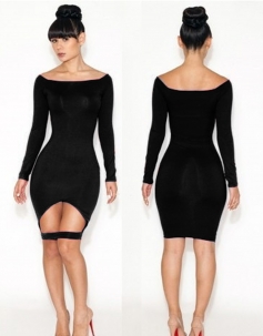 Black Long Sleeve Sexy party bodycon Backless Dress
