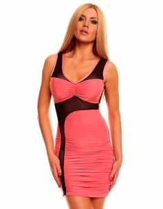 Pink And Mesh Crinkly Casual Mini Dress