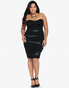 Black Strapless Woman Bodycon Dress