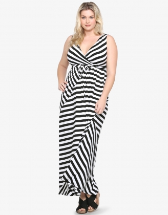  Zebra Stripes Woman Long Evening Dress