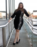Plus Size Black Sheer Lace Retro Fitted Pencil Cocktail Party Dress