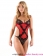 Black And Red Lace Edge Cross Front Spaghetti Stap Sexy Lingerie