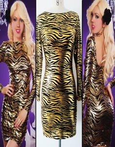 Zebra Print Leather Clubwear Dress