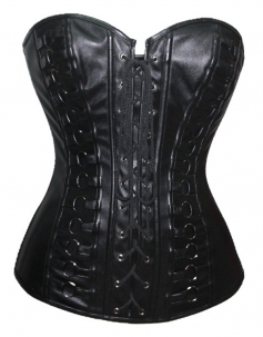 Black Leather Overbust Corset With Circles