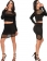 2pcs Black See Through Long Sleeve Club Skirt Suit